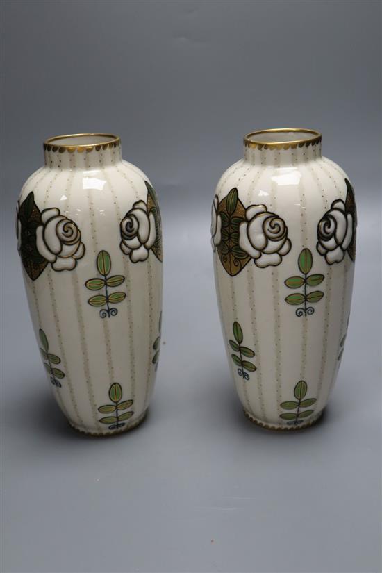 A pair of Austrian secessionist-style porcelain vases, height 21cm
